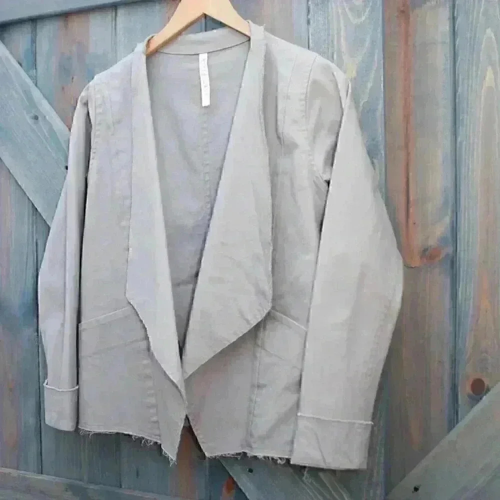 Robin Lane Canvas Friday Grey Jacket Size 1 Small 6 8 - Picture 10 of 13